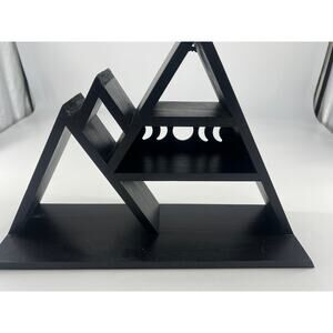 Black Shelved Triangle Star Multi Level Boho Moon Whimsy Goth Wood Home Decor